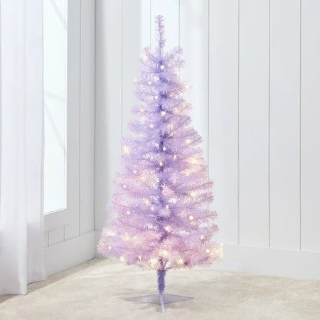 4ft Prelit Colored Christmas Tree, Artificial Tree Holiday Decor w/ LED Lights - Lavender - K3