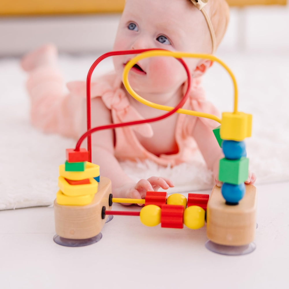 Melissa & Doug First Bead Maze - Wooden Educational Baby Toy with Suction Cups, for Floor, High Chair or Toddler Table, Toddler Toys for Girls & Boys Ages 1+ 1368