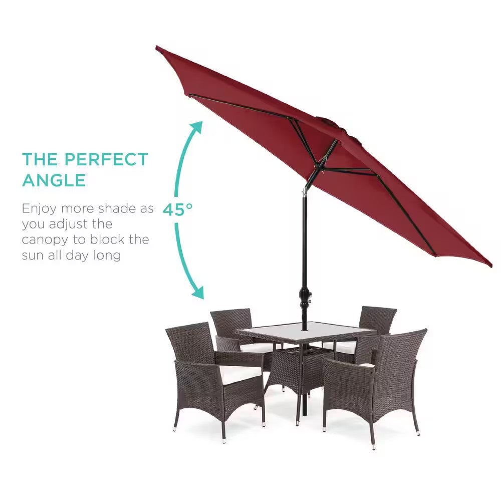 Red 10 ft. Steel Market Patio Umbrella with Crank and Tilt - L7 - 455