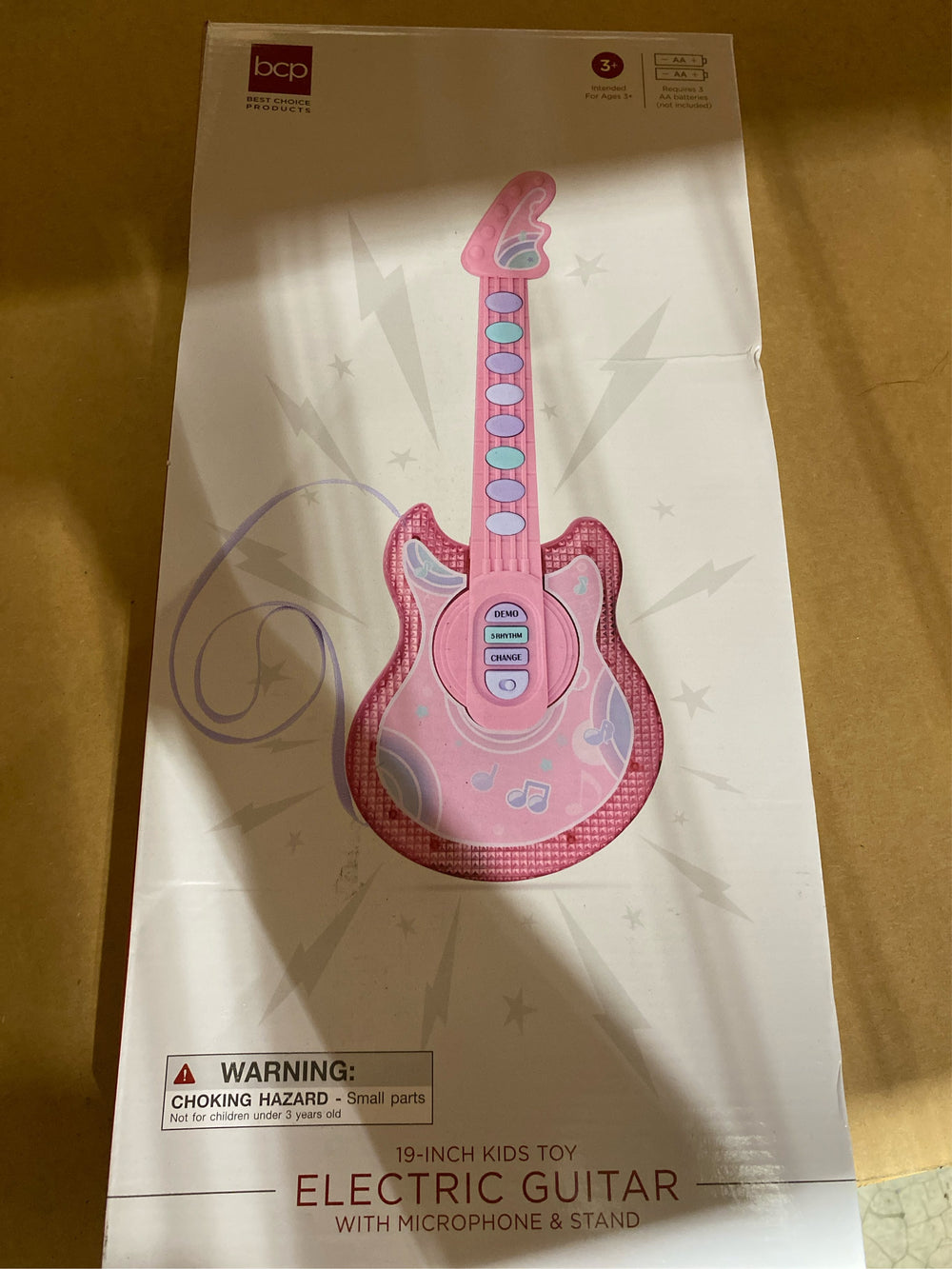 Best Choice Products 19in Kids Flash Guitar, Pretend Play Musical Instrument Toy for Toddlers w/ Mic, Stand - Soft Pink - K6 - 440