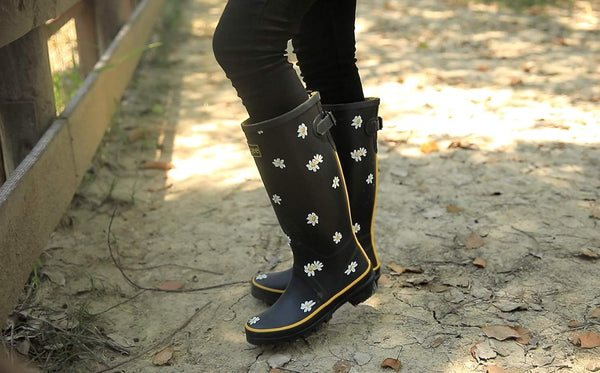 Rongee Bottes de pluie pour femmes imperm ables avec imprim  floral et boucle r glable 1394