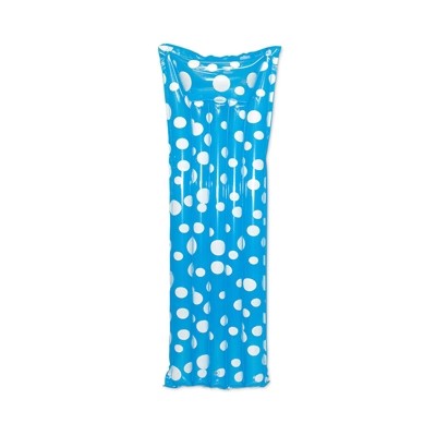 72" Polka Dotted Inflatable 1-Person Swimming Pool Air Mattress - Blue and White - F3 - 810