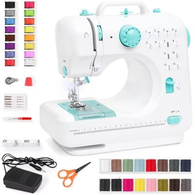 Best Choice Products 6V Portable Sewing Machine, 42-Piece Beginners Kit w/ 12 Stitch Patterns -J5-0425