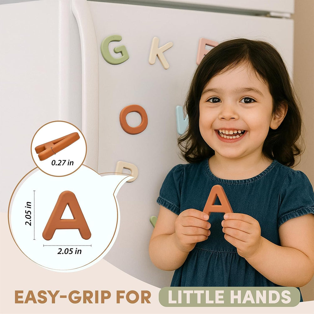 JoyCat Silicone Alphabet Magnetic Letters, 26 Uppercase ABC Fridge Magnets for Toddlers & Kids, Preschool Learning Refrigerator Toy Set, Birthday Gifts for Boys Girls (Muted Color) 1288