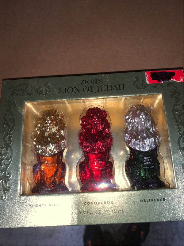 LION OF JUDAH - Set of 3 Travel Size Cologne for Men - Long-Lasting EDP Fragrance Comes in Elegant Lion-Shaped Glass Bottle - Fresh, Masculine & Sweet Scent (15ml) -K9-1611