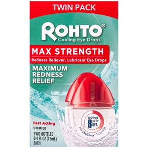 Rohto Max Strength Cooling Redness Reliever Eye Drops, 0.4 Fl Oz, Twin Pack - 390