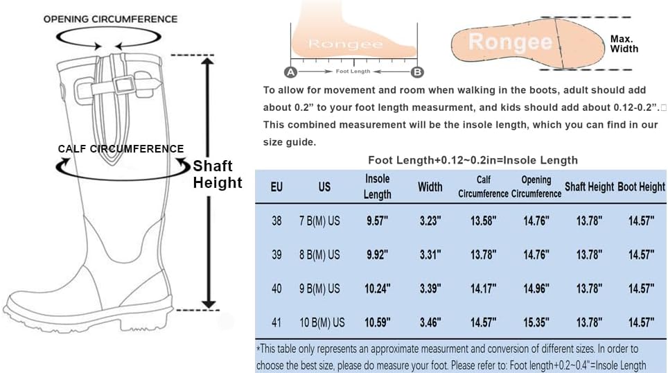 Rongee Bottes de pluie pour femmes imperm ables avec imprim  floral et boucle r glable 1394