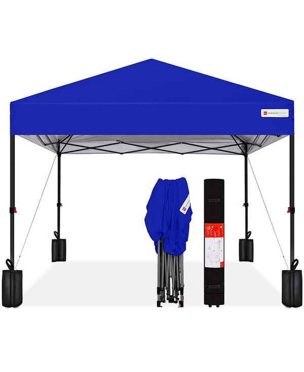 Best Choice Products 10x10ft Easy Setup Pop Up Canopy w/ 1-Button Setup, Wheeled Case, 4 Weight Bags - Blue - NO SIZE - L7 - 1556