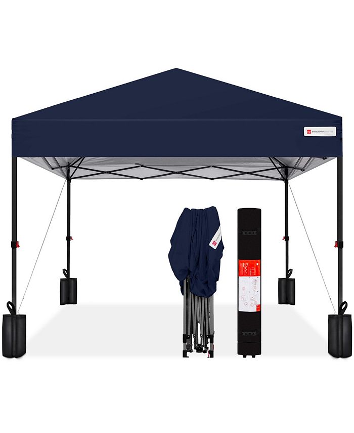 Best Choice Products 10x10ft Easy Setup Pop Up Canopy w/ 1-Button Setup, Wheeled Case, 4 Weight Bags - Blue - L8 - 1567