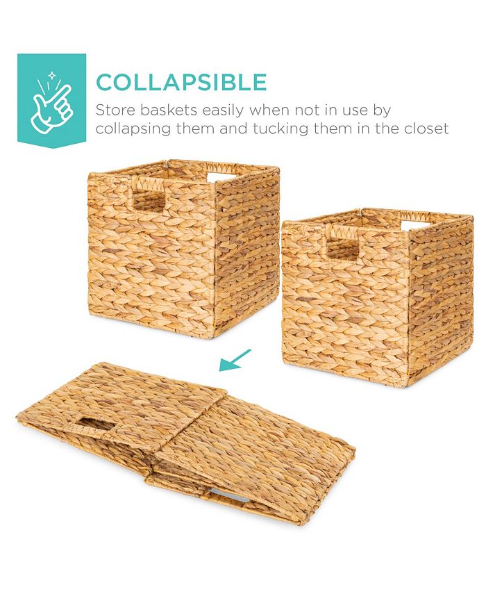Best Choice Products 13x13in Hyacinth Storage Baskets, Set of 5 Multipurpose Collapsible Organizers - Tan/Beige -B4-0476 -B8-0086 -J6-1584