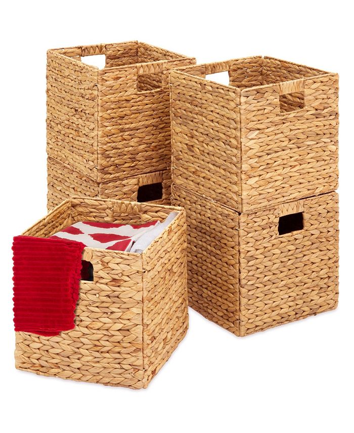 Best Choice Products 13x13in Hyacinth Storage Baskets, Set of 5 Multipurpose Collapsible Organizers - Tan/Beige -B4-0476 -B8-0086 -J6-1584