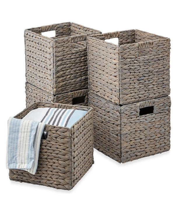 Best Choice Products 13x13in Hyacinth Storage Baskets, Set of 5 Multipurpose Collapsible Organizers - Gray - L1 - 1367