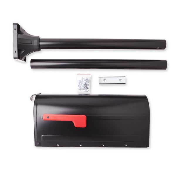 Architectural Mailboxes MB1 Contemporary Galvanized Steel Post Mount Black Mailbox And Post 1916
