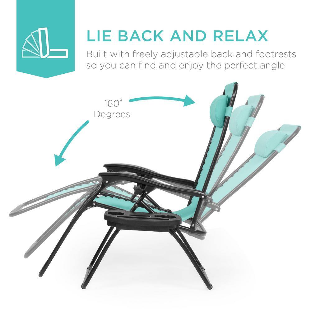 Mint Metal Zero Gravity Reclining Lawn Chair with Cup Holders (2-Pack) -D4-0471