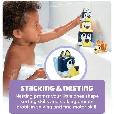 Tomy Bluey Family Pourers - Nesting, Stacking Cups Bath Toy -E8-0085