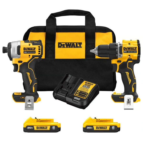 DeWalt 20V MAX Atomic Cordless Brushless 2 Tool Compact Drill and Impact Driver Kit L67 - Tested and Working