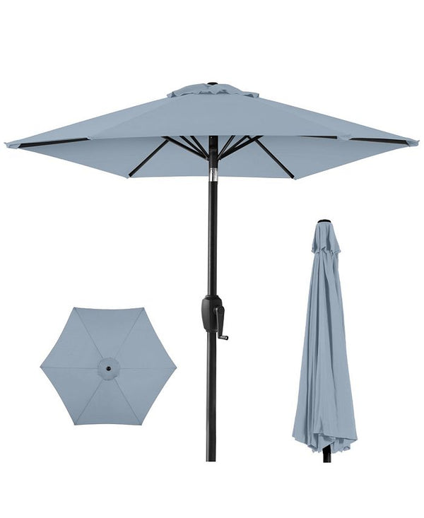 Best Choice Products 7.5ft Heavy-Duty Outdoor Market Patio Umbrella w/ Push Button Tilt, Easy Crank - Blue - F1 - 1956