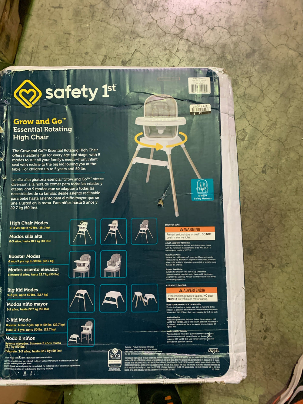 Safety 1st Grow and Go Rotating High Chair - French Gray --L6-0103 -L6-0104 -L6-0105 -C3-0331