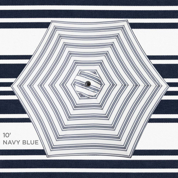 10 ft. Steel Market Tilt and Crank Patio Umbrella in Navy Blue Stripe - G2 - 2006
