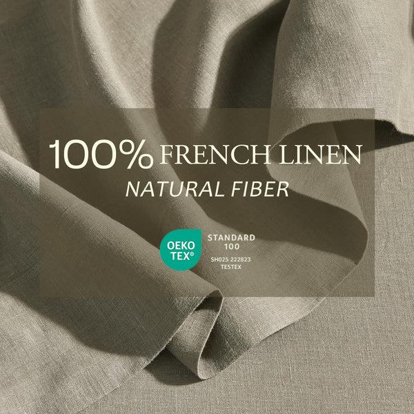 DAPU Pure Linen Sheets Set, 100% French Linen from Normandy, Breathable and Durable for Hot Sleepers, 4 Pcs Set - 1 Flat Sheet, 1 Fitted Sheet, 2 Pillowcase (Forest Green, King) 1303