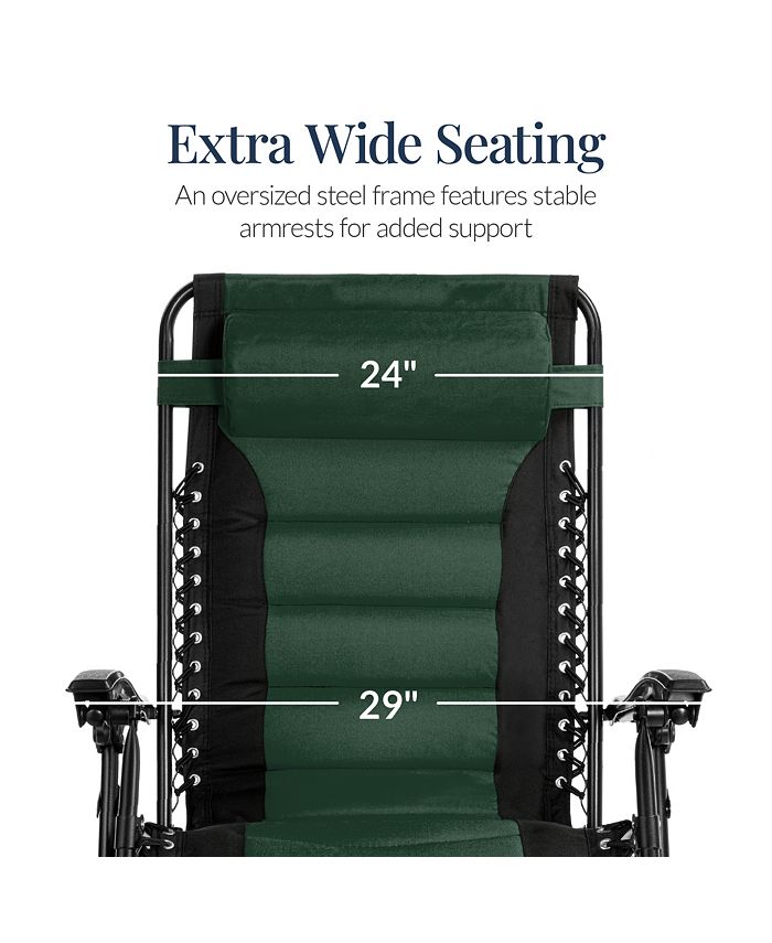 Best Choice Products Oversized Padded Zero Gravity Chair, Folding Outdoor Patio Recliner w/ Side Tray - Multi - C11 - 1479