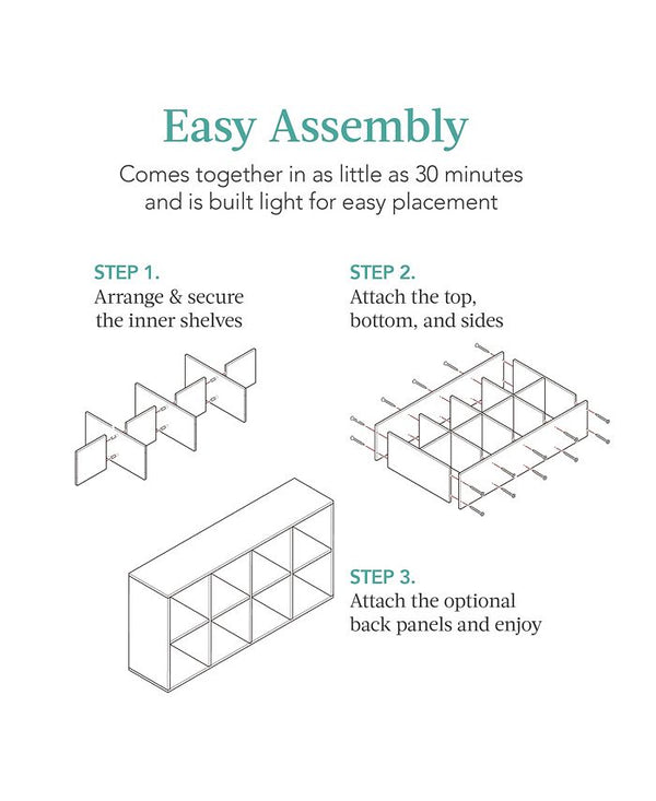Best Choice Products 8-Cube Bookshelf, 11in Display Storage System, Organizer w/ Removable Back Panels - White B1706