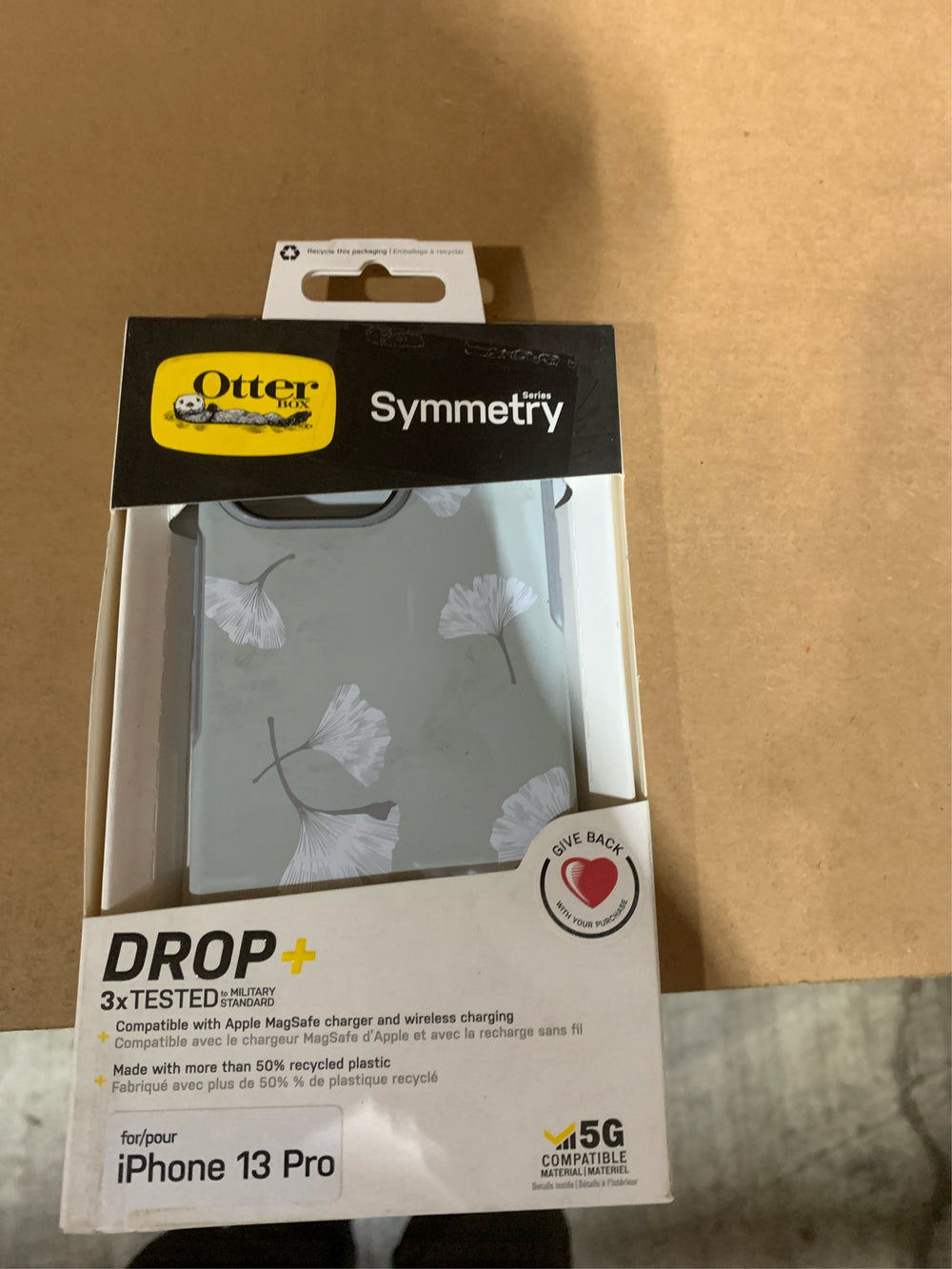 OtterBox Apple iPhone 13 Pro Symmetry Series Case - Gingko Gray: Bump-Resistant Leaf Design -F9-0127