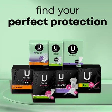 U by Kotex Clean & Secure Maxi Pads, Regular Absorbency, 48 Count 1398