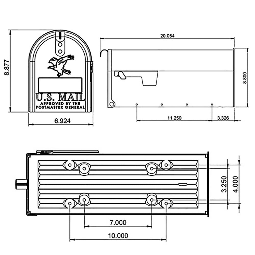 Architectural Mailboxes Elite Classic Galvanized Steel Post Mount Black Mailbox 1909
