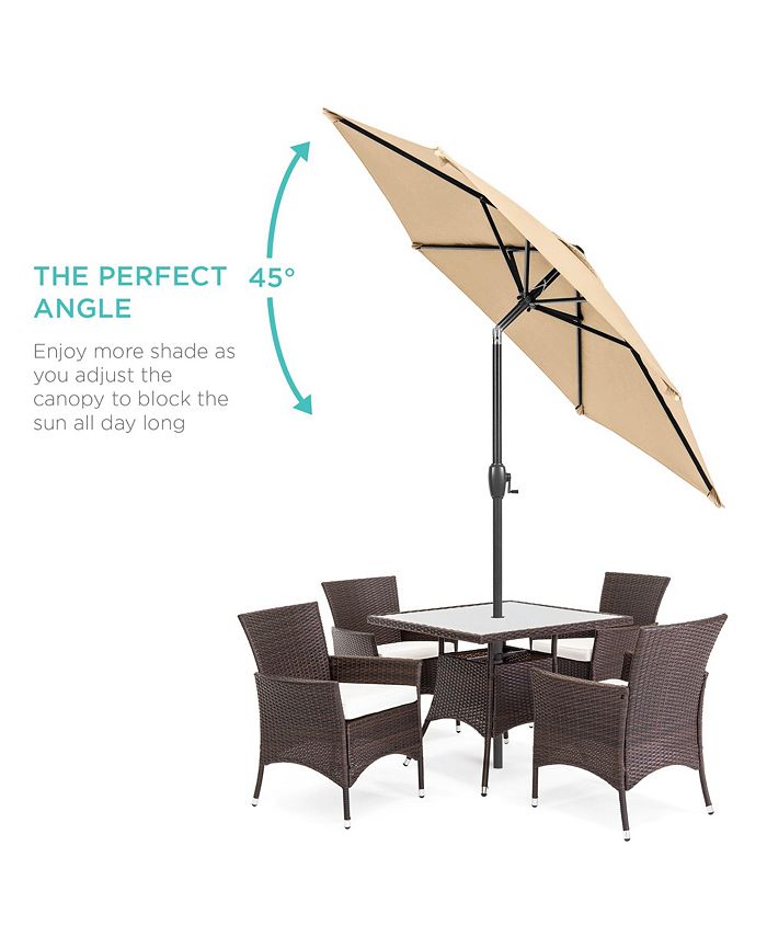 Best Choice Products 7.5ft Heavy-Duty Outdoor Market Patio Umbrella w/ Push Button Tilt, Easy Crank - Tan/Beige - L3 - 368