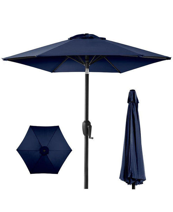 Best Choice Products 7.5ft Heavy-Duty Outdoor Market Patio Umbrella w/ Push Button Tilt, Easy Crank - Blue -L4-0381