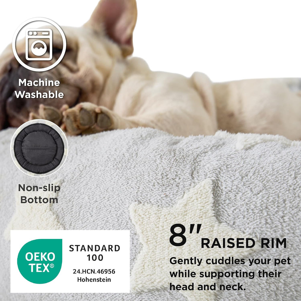 LE SURE Donut Large Dog Bed - XL Round Cat Beds Indoor Anti-Anxiety Calming Gift for Pets, Washable Cute Modern Beds with Jacquard Shaggy Plush & Anti Slip Bottom, 36 Inch, Christmas Grey - J6 - 634