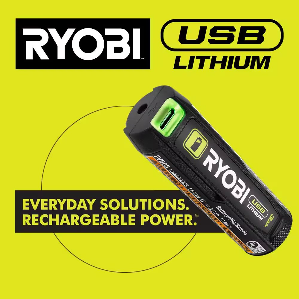 RYOBI USB Lithium Cordless High Volume Inflator Kit with USB Lithium 2.0 Ah Battery and Charging Cable 1674