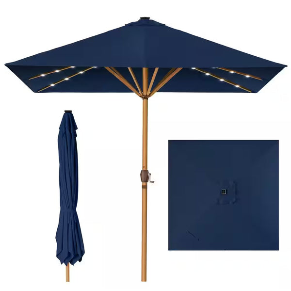 9 ft. Steel Market Patio Umbrella in Navy Blue - L157