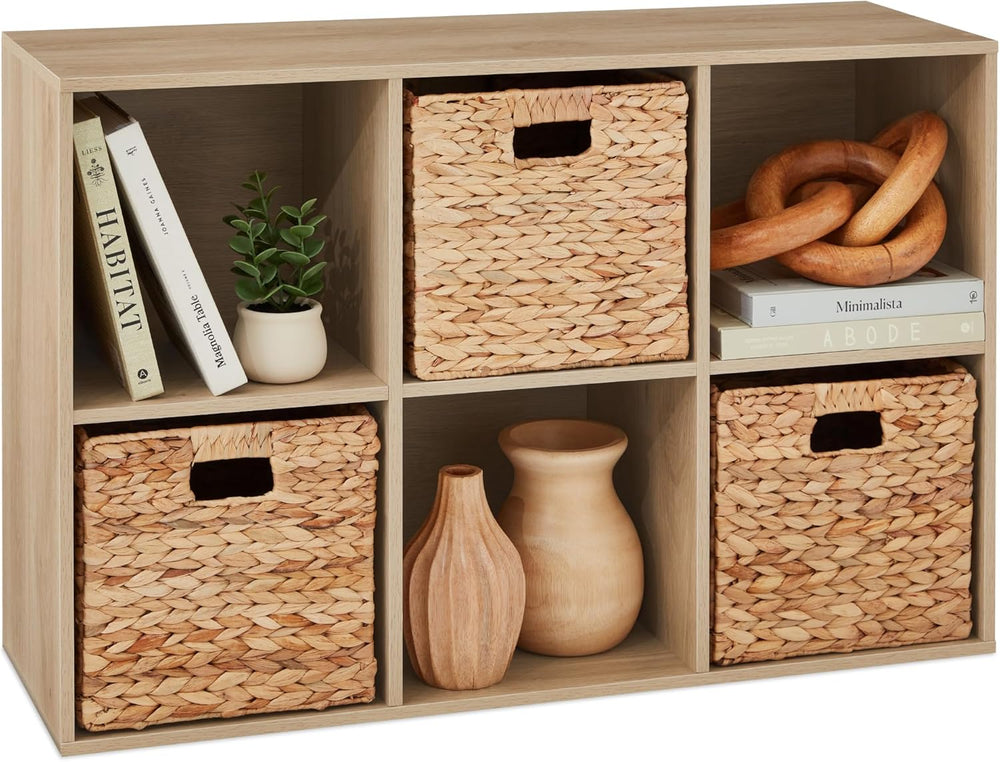 6-Cube Storage Organizer w/ Removable Back Panels — Light Oak — H107