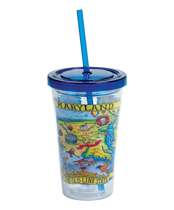 Certified International Adventure Destinations Acrylic Tall Tumbler with Lid & Straw - K1 - 1380