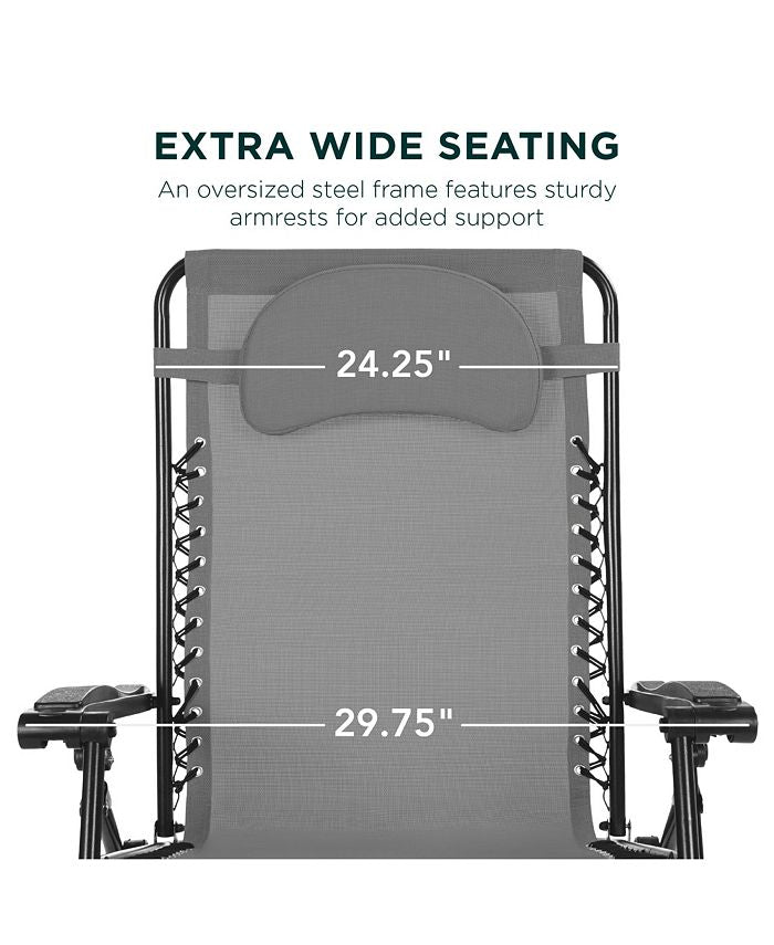 Best Choice Products Oversized Zero Gravity Chair, Folding Outdoor Patio Recliner w/ Cup Holder -M5 - 1598