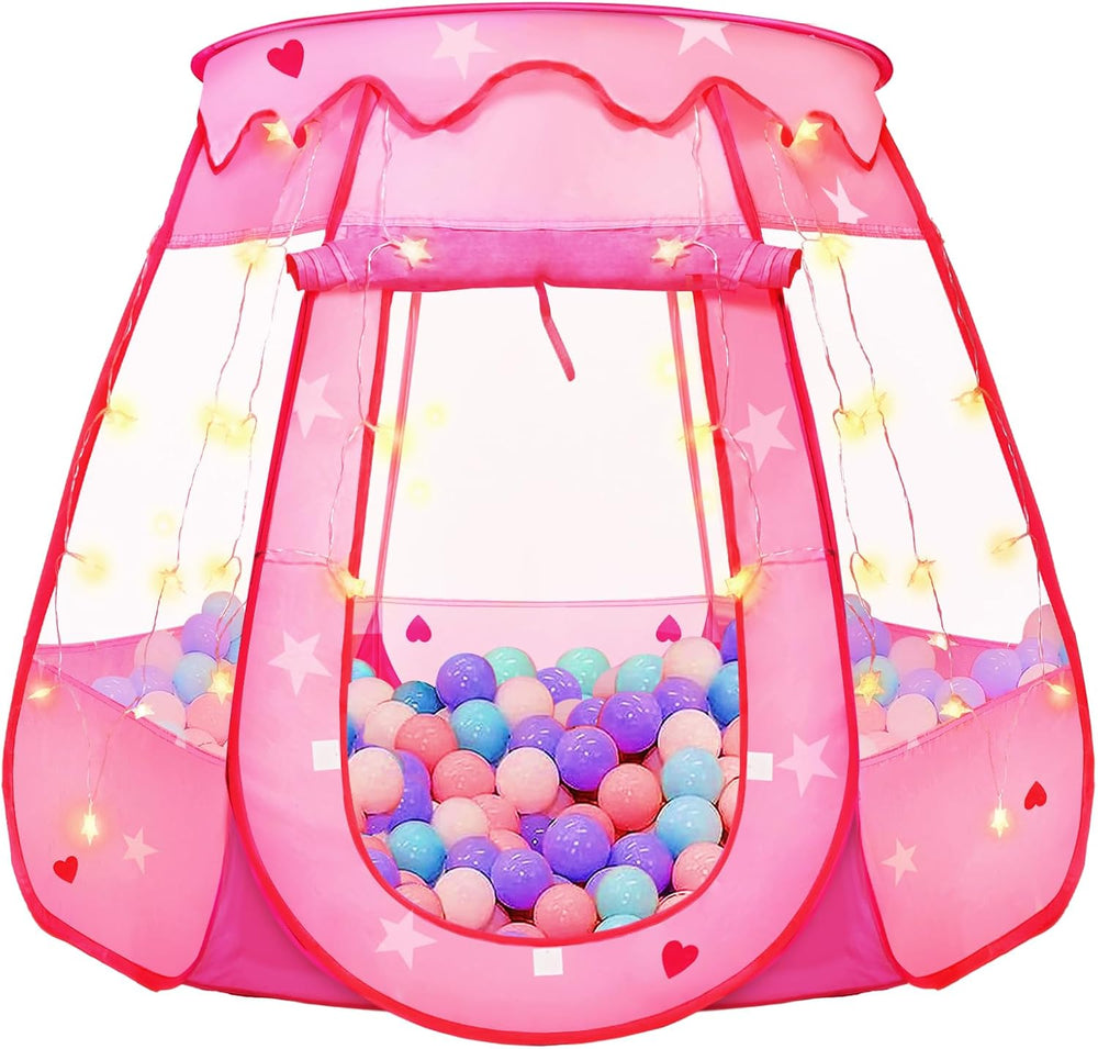 Pop Up Princess Tent with Star Light, Toys for 2 3 Year Old Girl Birthday Gift, Ball Pit for Baby with 1 Carrying Bag, Foldable Kids Play Tent for Toddlers, Two Year Old Girl Toy Indoor Outdoor 1376