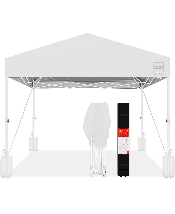 10x10ft Easy Setup Pop Up Canopy w/ 1-Button Setup, Wheeled Case, 4 Weight Bags - White - 785