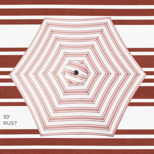 10 ft. Steel Market Tilt and Crank Patio Umbrella in Rust Stripe - F1 - 1984