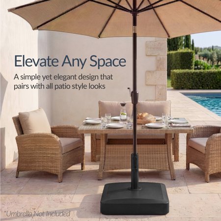 Best Choice Products Fillable Plastic Patio Umbrella Base Stand, Pole Holder w/ Adjustment Knob, Asscher Design - Black - J2 - 355