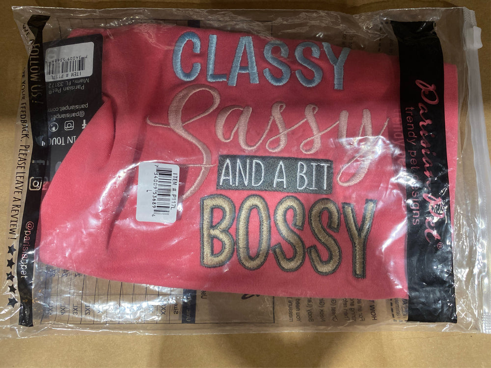 Pink Dog Shirt "Classy Sassy and a bit Bossy" Size M - K12 - 600