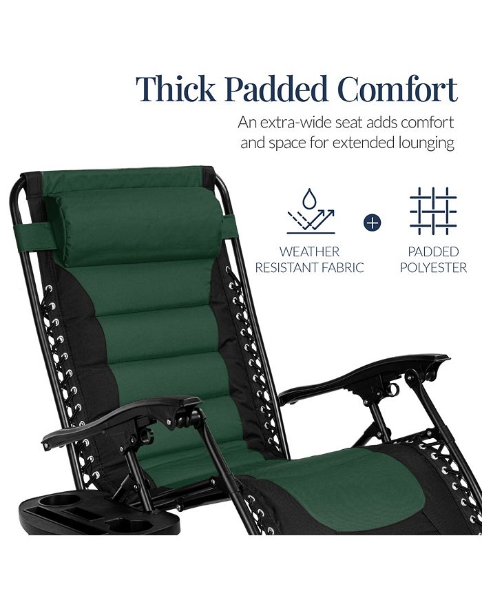 Best Choice Products Oversized Padded Zero Gravity Chair, Folding Outdoor Patio Recliner w/ Side Tray - Multi - C11 - 1479