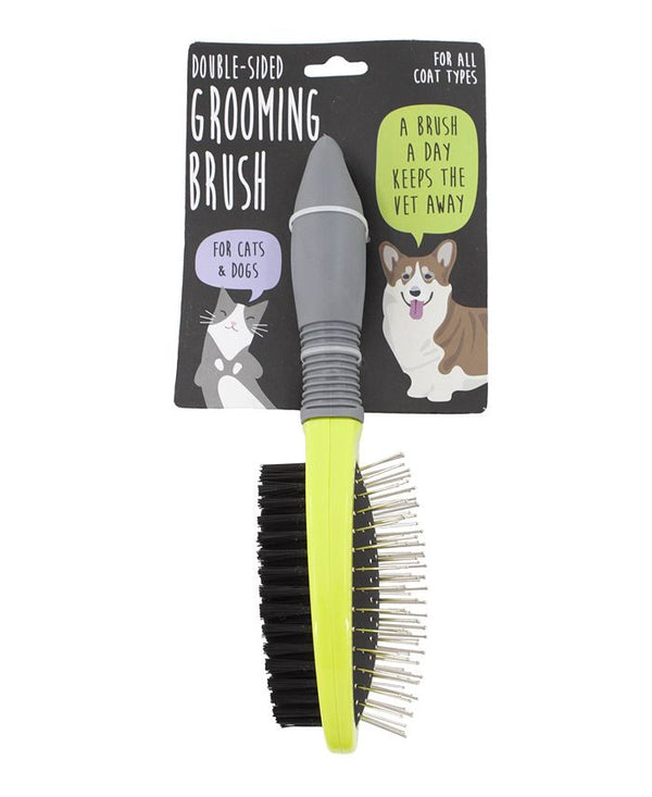 Precious Tails Dog Brush, Cat Brush, Pet Detangling Grooming Brush, Double Sided Soft Bristles Slicker Brush for Hair Removal of Pets - Green - S -F9-0118