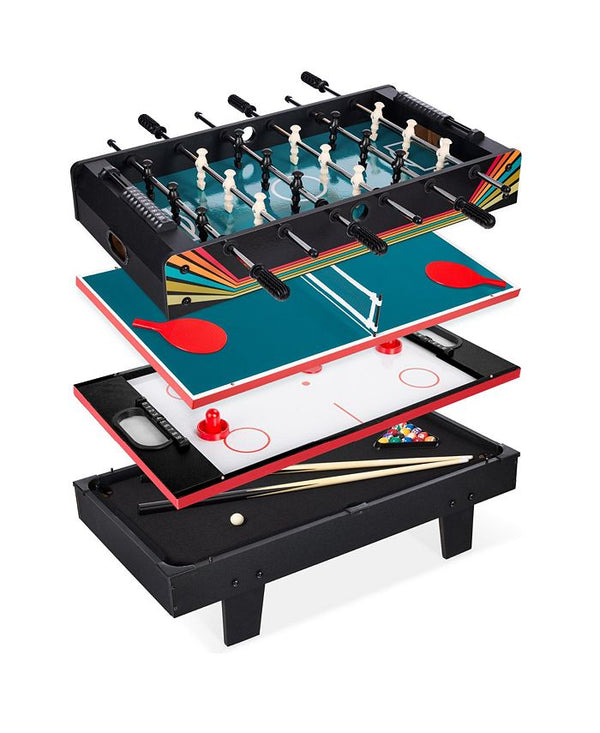 Best Choice Products 4-in-1 Multi Game Table, Childrens Arcade Set w/ Pool Billiards, Air Hockey, Foosball - Multi - E3 - 1634