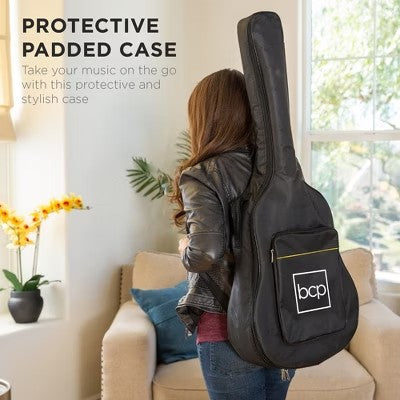 Best Choice Products 41in Full Size Beginner Acoustic Guitar Set with Case, Strap, Capo, Strings, Tuner - Sunburst -K1-0003