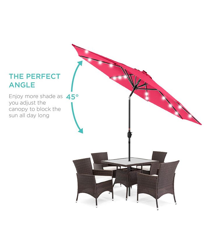 Best Choice Products 10ft Solar LED Lighted Patio Umbrella w/ Tilt Adjustment, UV-Resistant Fabric - Pink - K7 - 466