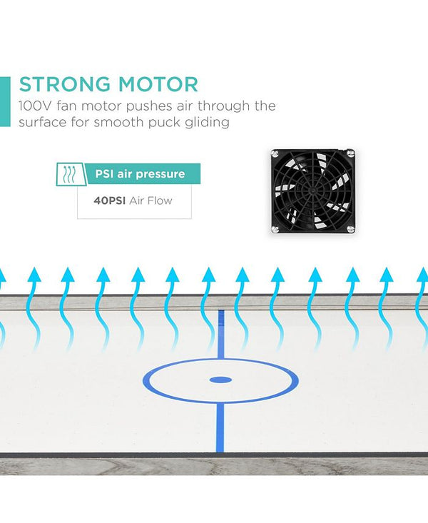 Best Choice Products 40in Air Hockey Arcade Table w/ 100V Motor, Electric Fan, 2 Strikers, 2 Pucks - Gray - A9 - 1462