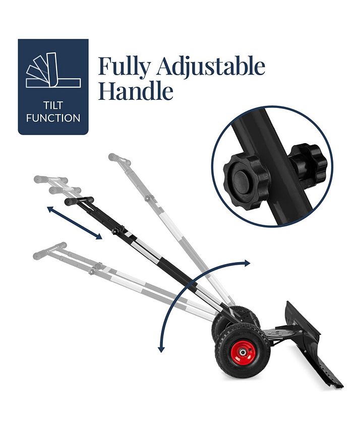 Best Choice Products Adjustable Handle, Blade Angle, Reflective Tape 36in Hand Snow Pusher w/ 2 Wheels - Black - B12 - 1484