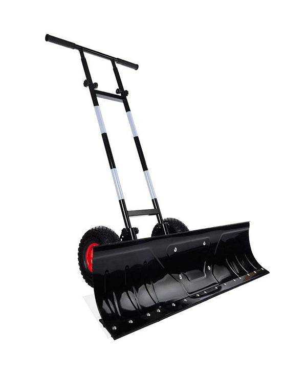 Best Choice Products Adjustable Handle, Blade Angle, Reflective Tape 36in Hand Snow Pusher w/ 2 Wheels - Black - B8 - 1437